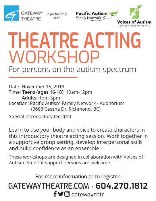 Acting Workshop for Teens with Autism Spectrum Disorder