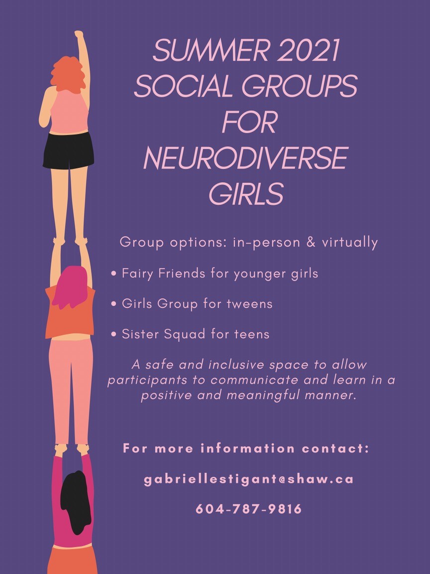 Summer Social Groups for Girls [In-person in Cloverdale, Surrey & Virtually]