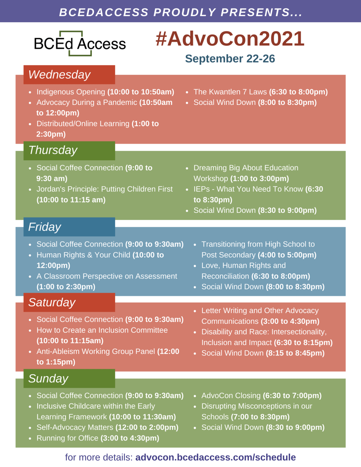 AdvoCon2021 Schedule