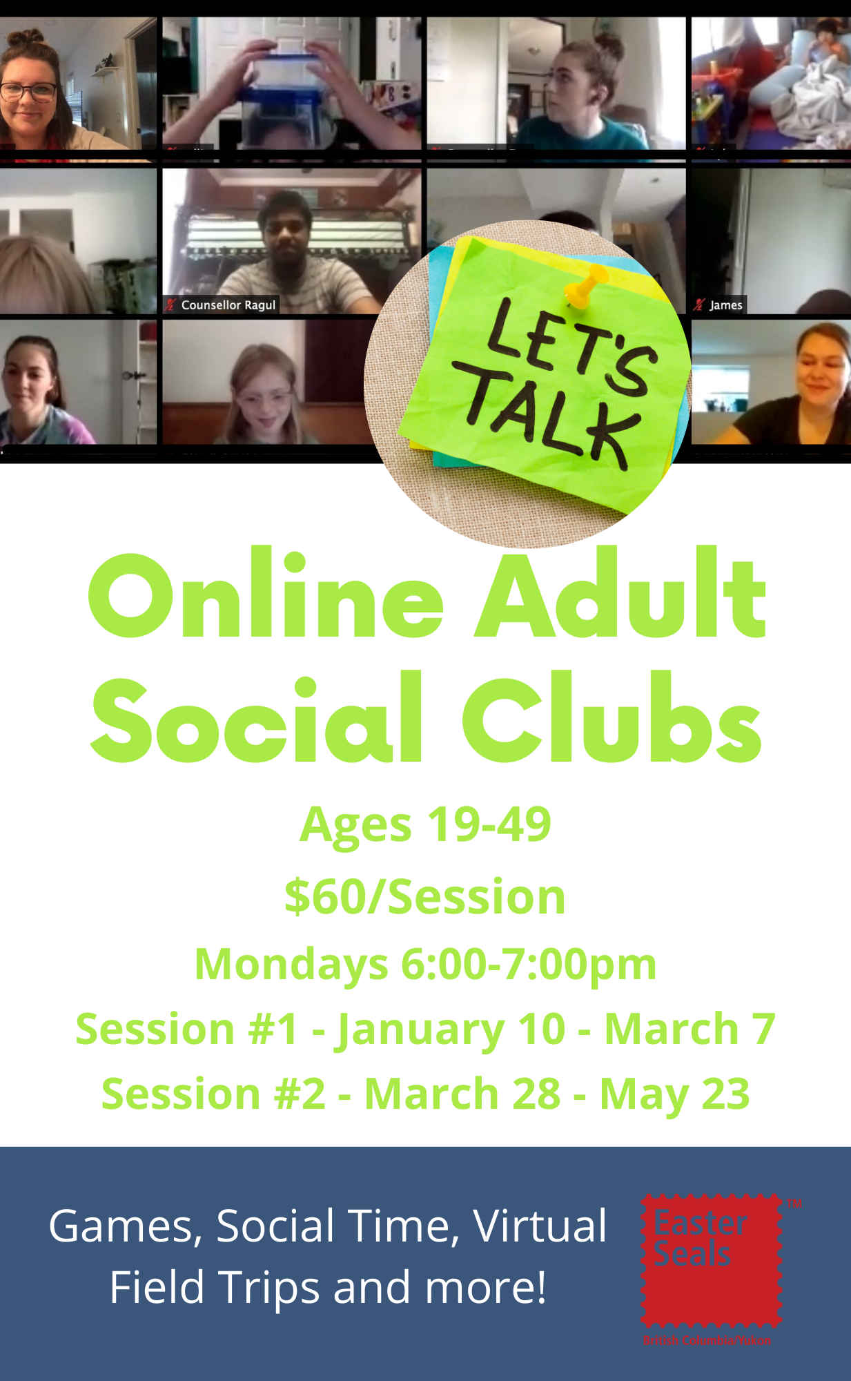Online Adult Social Clubs - Spring Session