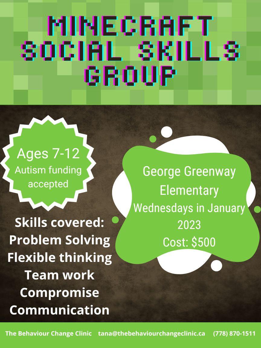 Minecraft Social Skills Group (Cloverdale/Surrey)