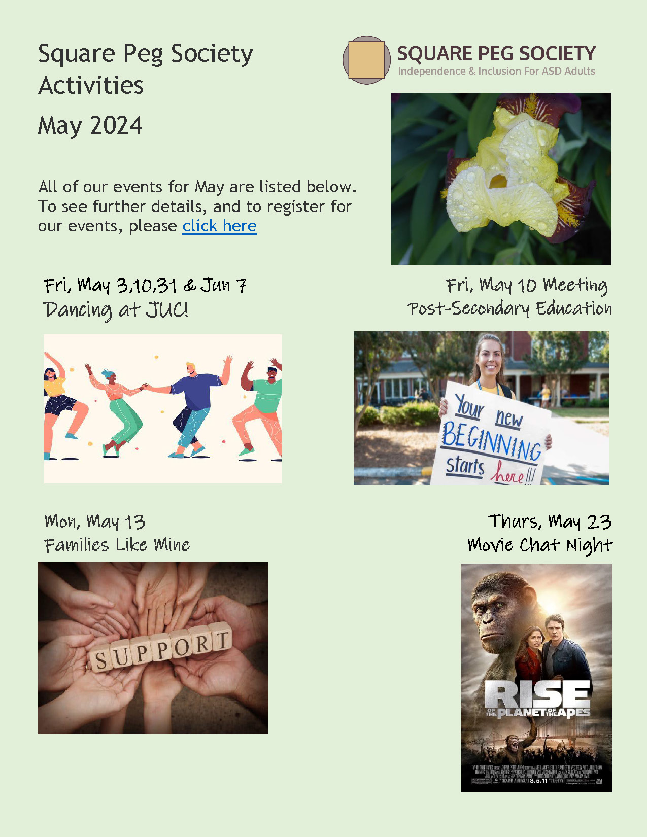 Square Peg Society Activities May 2024